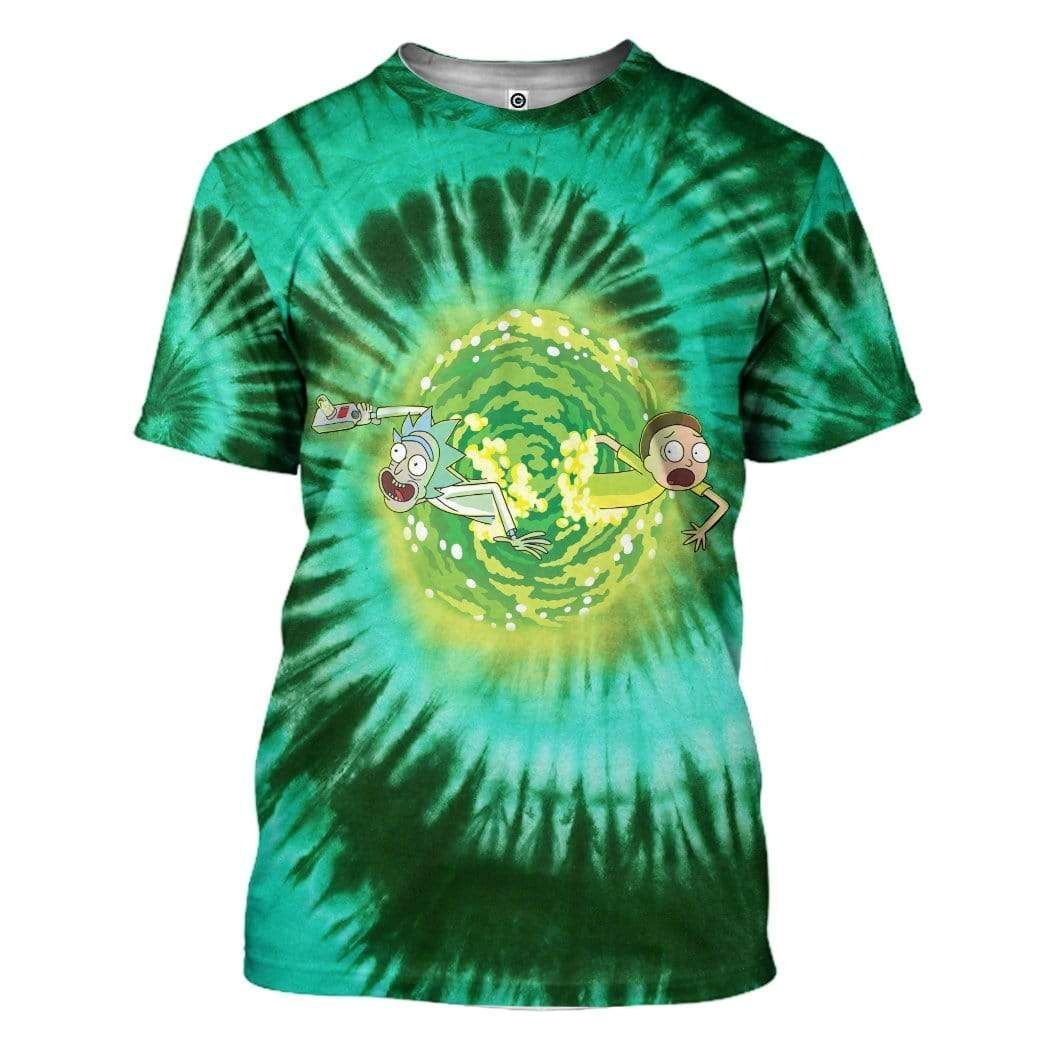  Rick And Morty T-shirt Rick And Morty Through Portal Tie Dye Green Shirt Adult Full Print Unisex