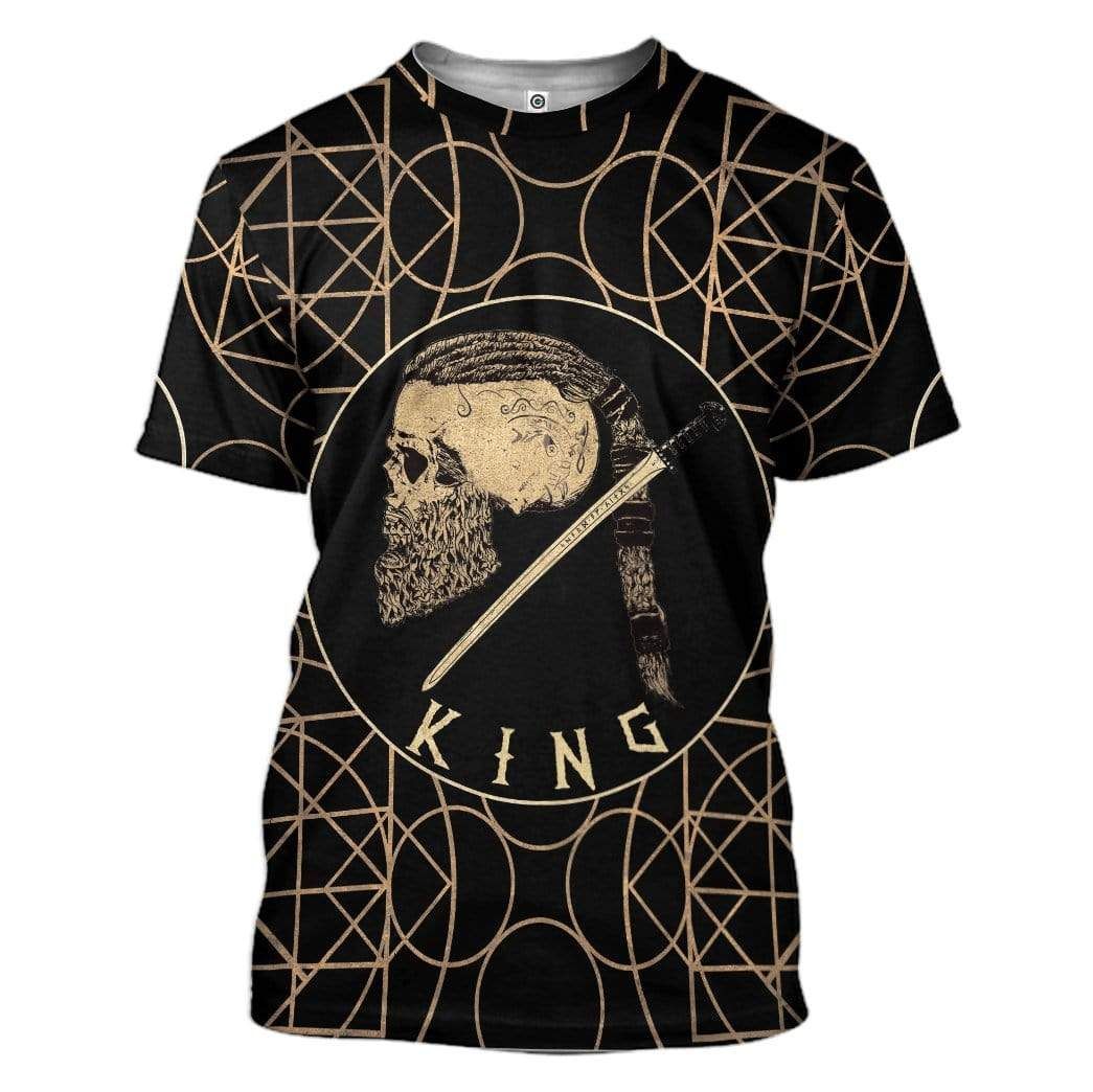  Viking Shirt Viking King Skull Sword Viking Tree Of Life Norse Art Style Black T-shirt Apparel