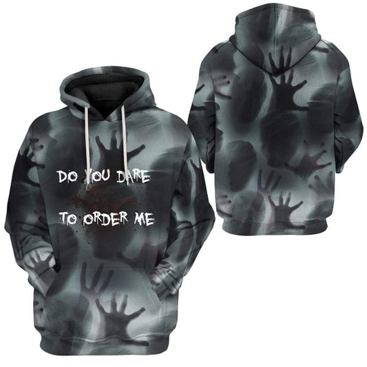 Halloween Hoodie Horror Hoodie Do You Dare To Hands Grey Hoodie