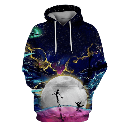  Nightmare Before Christmas Shirt Jack Skellington And His Dog Under The Moon Light Hoodie Full Print Full Size