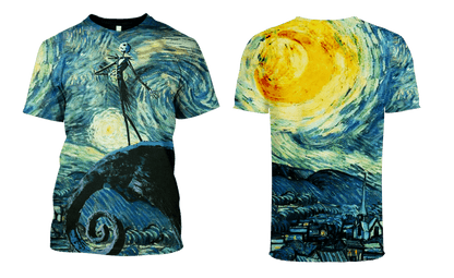  Nightmare Before Christmas T-shirt Jack Skellington Starry Night Art Concept Blue Hoodie Full Size Full Print