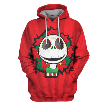 Nightmare Before Christmas Shirt Jack Skellington Christmas Wreath Sugar Skull Red Hoodie Nightmare Before Christmas Hoodie