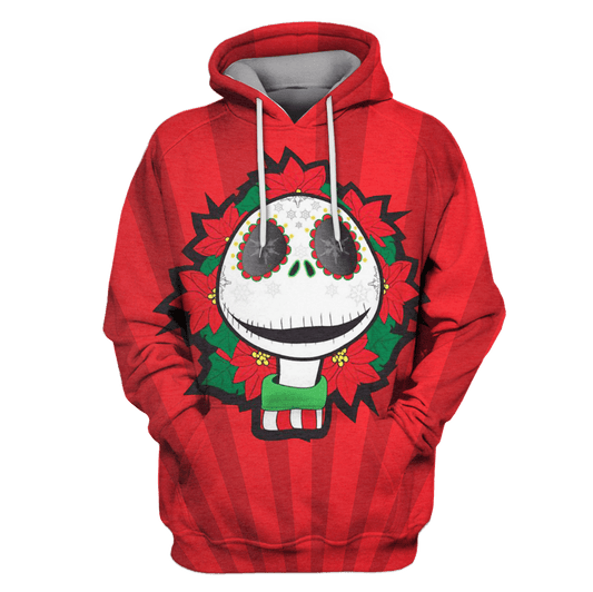 Nightmare Before Christmas Shirt Jack Skellington Christmas Wreath Sugar Skull Red Hoodie Nightmare Before Christmas Hoodie