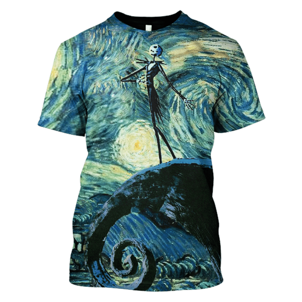  Nightmare Before Christmas T-shirt Jack Skellington Starry Night Art Concept Blue Hoodie Full Size Full Print
