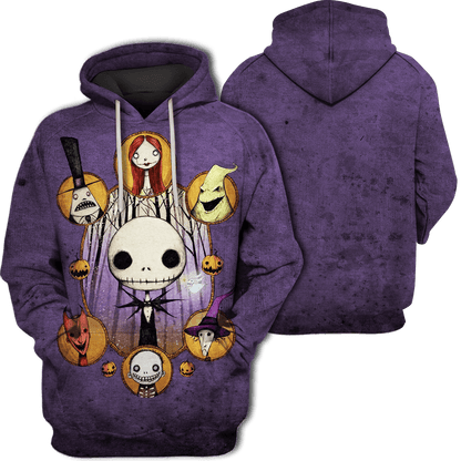 Nightmare Before Christmas Shirt Characters Jack Sally Ooogie Boogie Old Purple Hoodie Nightmare Before Christmas Hoodie