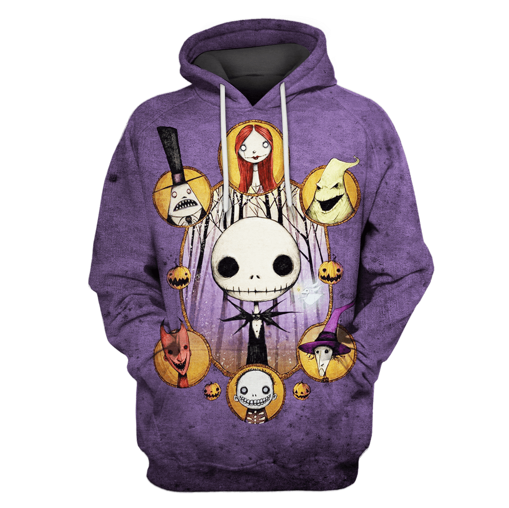 Nightmare Before Christmas Shirt Characters Jack Sally Ooogie Boogie Old Purple Hoodie Nightmare Before Christmas Hoodie