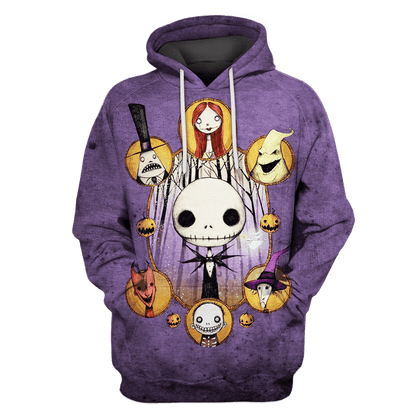 Nightmare Before Christmas Shirt Characters Jack Sally Ooogie Boogie Old Purple Hoodie Nightmare Before Christmas Hoodie