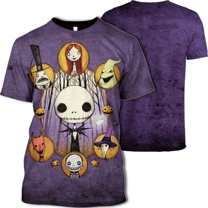 Nightmare Before Christmas Shirt Characters Jack Sally Ooogie Boogie Old Purple Hoodie Nightmare Before Christmas Hoodie