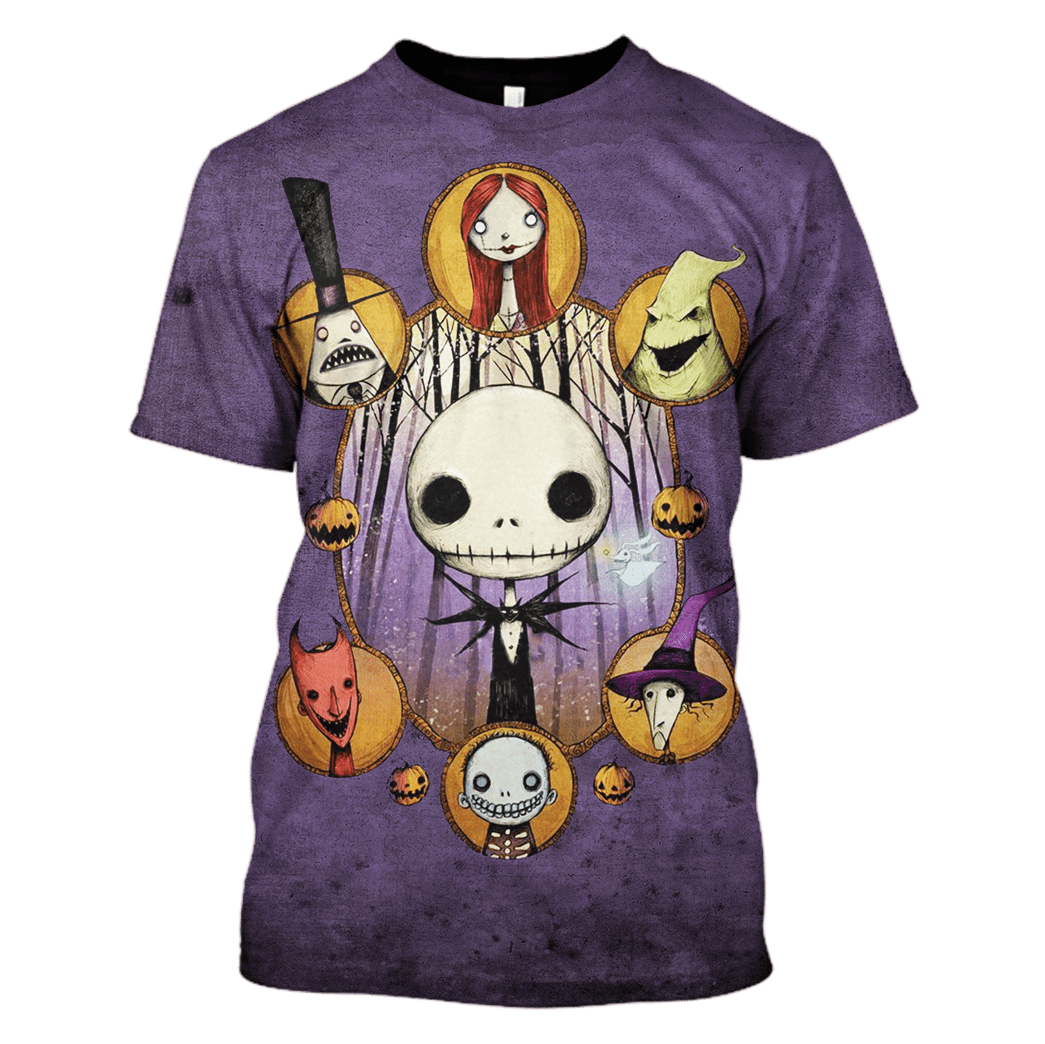 Nightmare Before Christmas Shirt Characters Jack Sally Ooogie Boogie Old Purple Hoodie Nightmare Before Christmas Hoodie