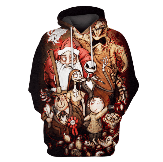 Nightmare Before Christmas Shirt Characters Jack Sally Santa Clau Oogie Boogie Vintage Style Hoodie Nightmare Before Christmas Hoodie