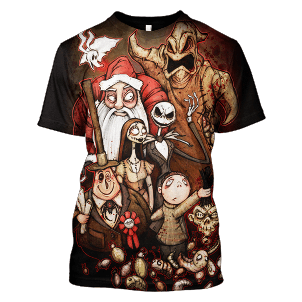 Nightmare Before Christmas Shirt Characters Jack Sally Santa Clau Oogie Boogie Vintage Style Hoodie Nightmare Before Christmas Hoodie