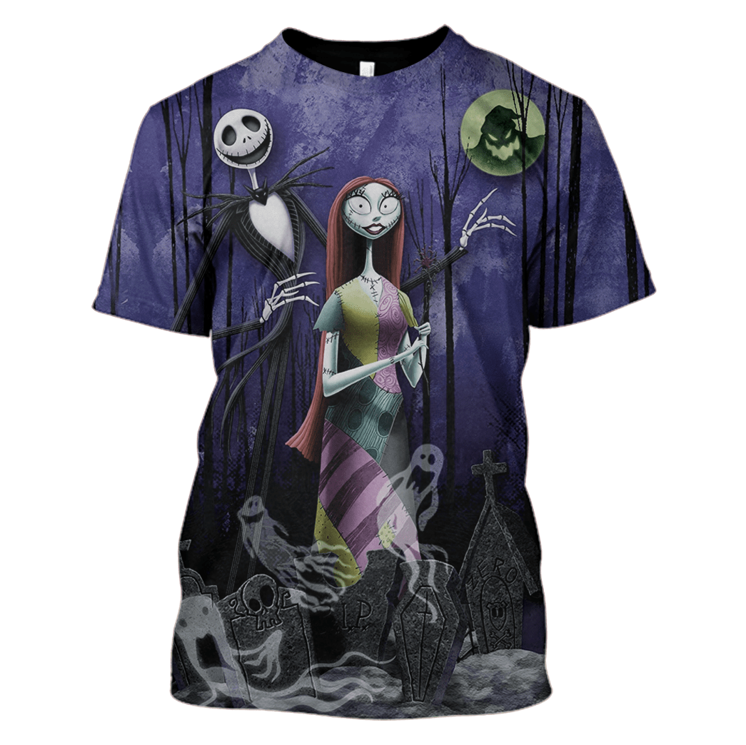  Nightmare Before Christmas T-shirt Jack And Sally In The Forest Blue Hoodie Adult Full Print Unisex