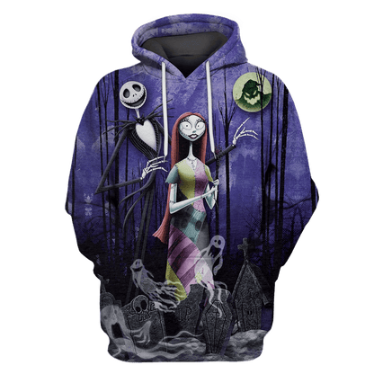  Nightmare Before Christmas T-shirt Jack And Sally In The Forest Blue Hoodie Adult Full Print Unisex