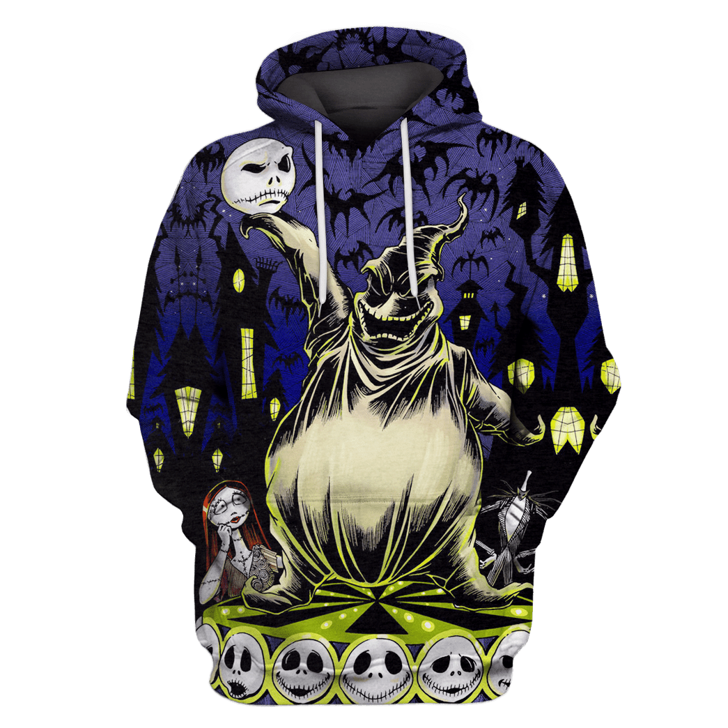  Nightmare Before Christmas T-shirt Oogie Boogie Holding Jack Head Hoodie Adult Unisex