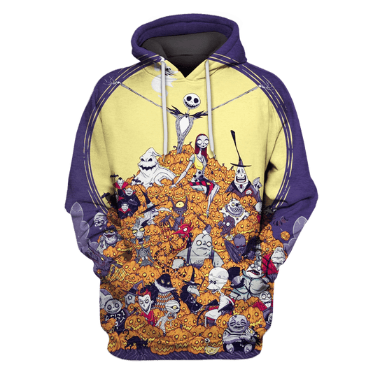 Nightmare Before Christmas T-shirt Characters With Jack-O'-Latern Hoodie Nightmare Before Christmas Hoodie