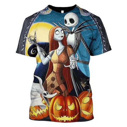 Nightmare Before Christmas T-shirt Jack And Sally Together Halloween Night Hoodie Nightmare Before Christmas Hoodie