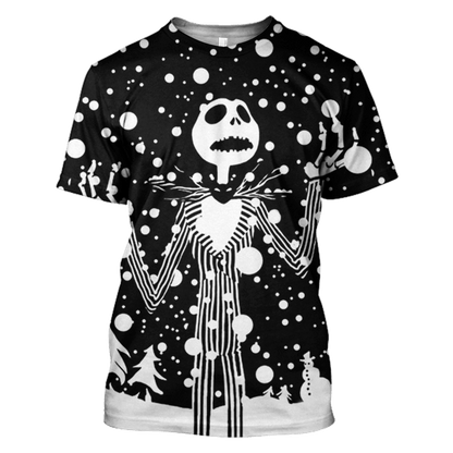 Nightmare Before Christmas T-shirt Jack Skellington First Snow Black White Hoodie Nightmare Before Christmas Hoodie