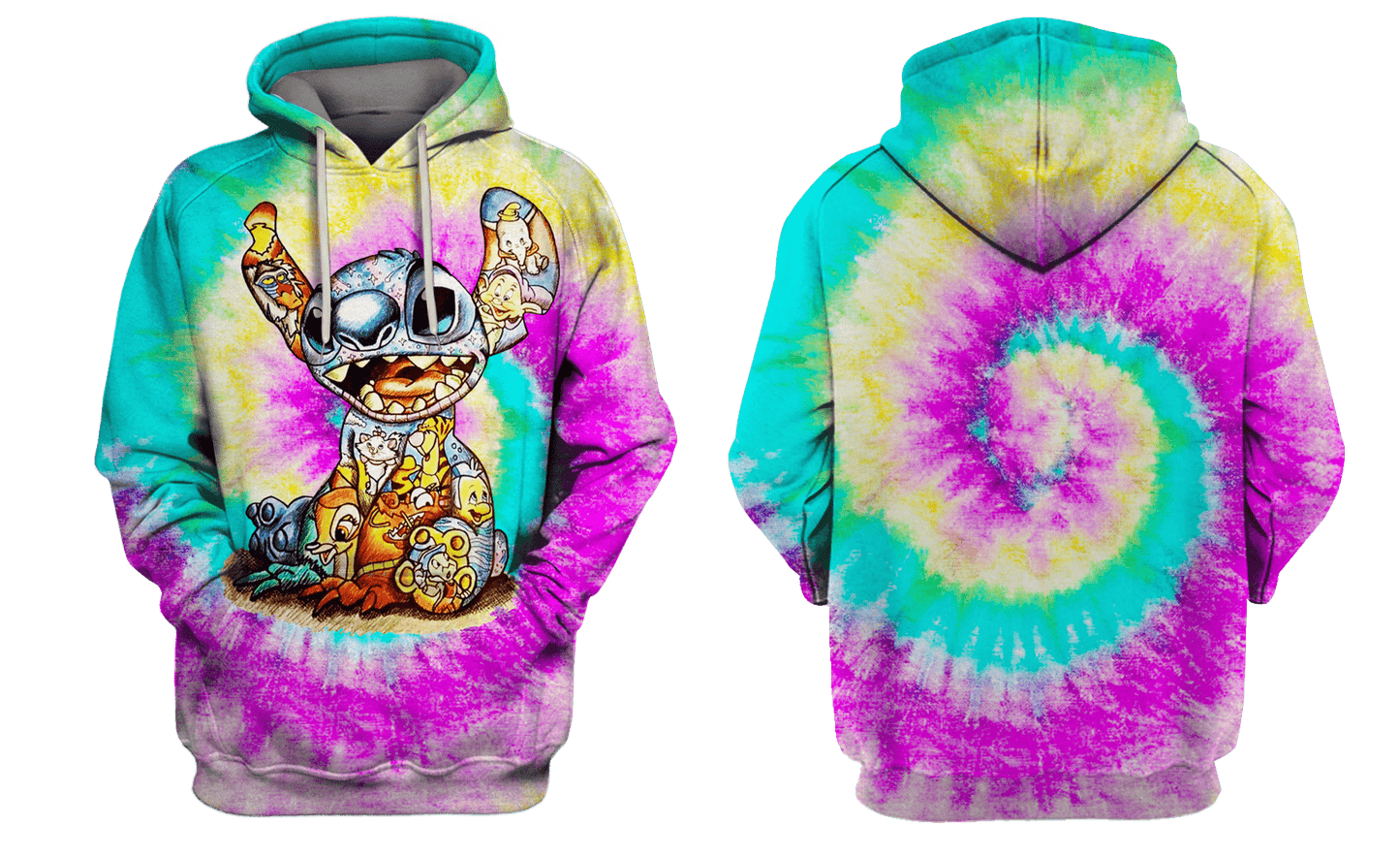 DN Shirt Stitch Shirt DN Characters Art Inside Stitch Tie Dye Hoodie Stitch Hoodie
