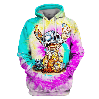 DN Shirt Stitch Shirt DN Characters Art Inside Stitch Tie Dye Hoodie Stitch Hoodie