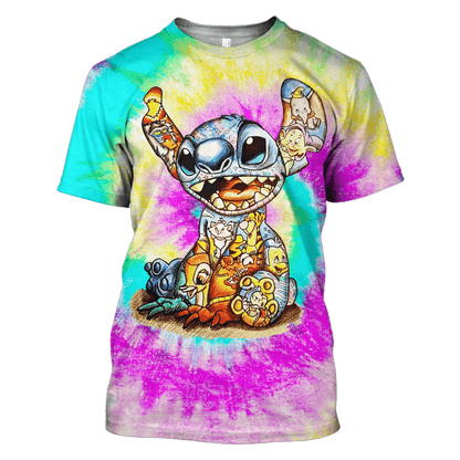 DN Shirt Stitch Shirt DN Characters Art Inside Stitch Tie Dye Hoodie Stitch Hoodie