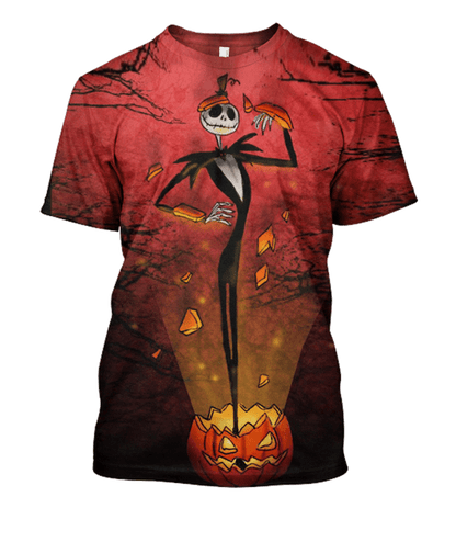 DN Shirt Nightmare Before Christmas T-shirt Jack Skellington Pumpkin Light Red Hoodie Nightmare Before Christmas Hoodie DN Hoodie