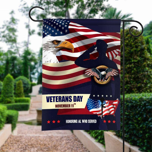 Veteran Flags Veteran Day November 11th Honoring All Who Served Blue Garden Flag