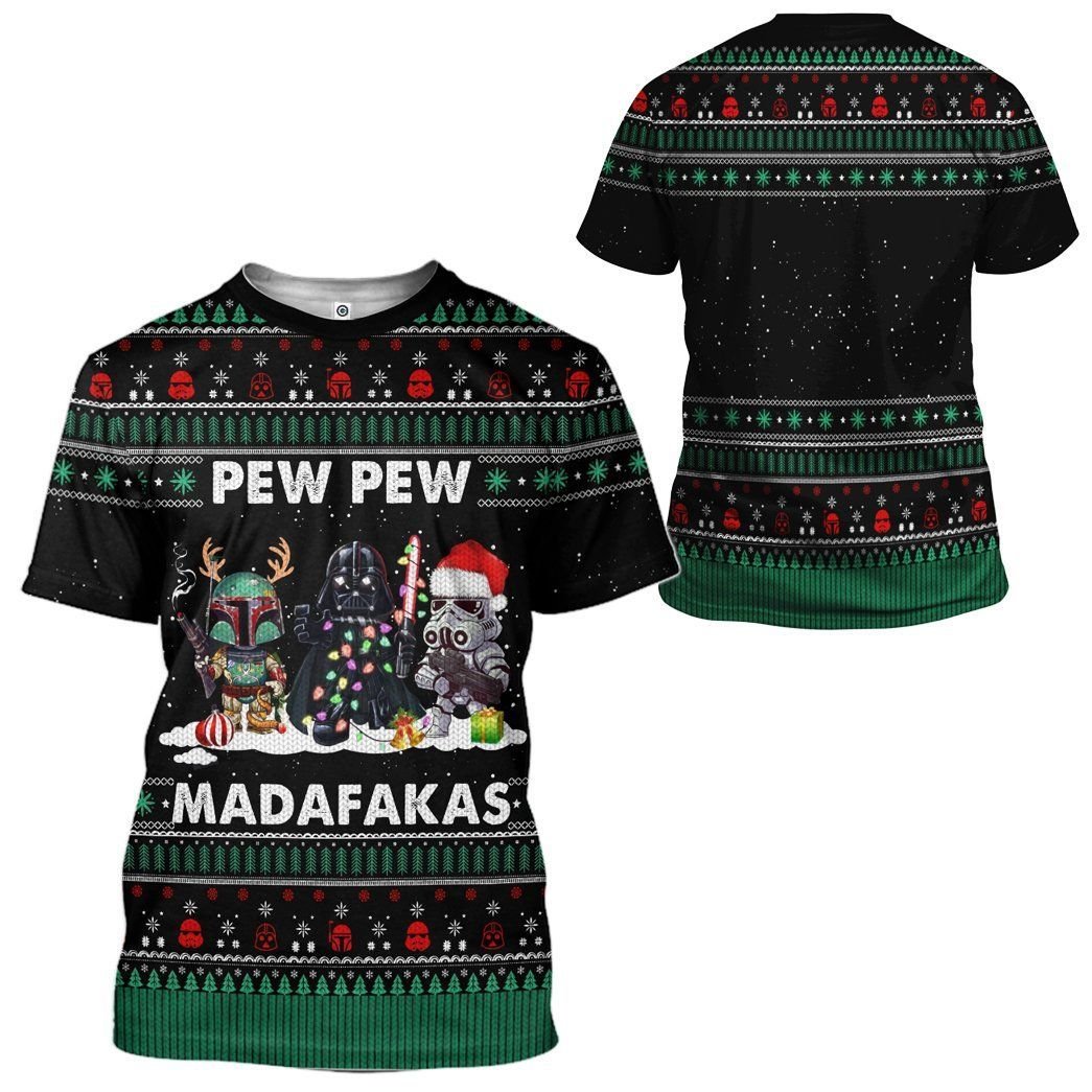 Alohazing 3D Star Wars Pew Pew Madafakas Christmas Ugly Sweater Custom Tshirt Hoodie Apparel