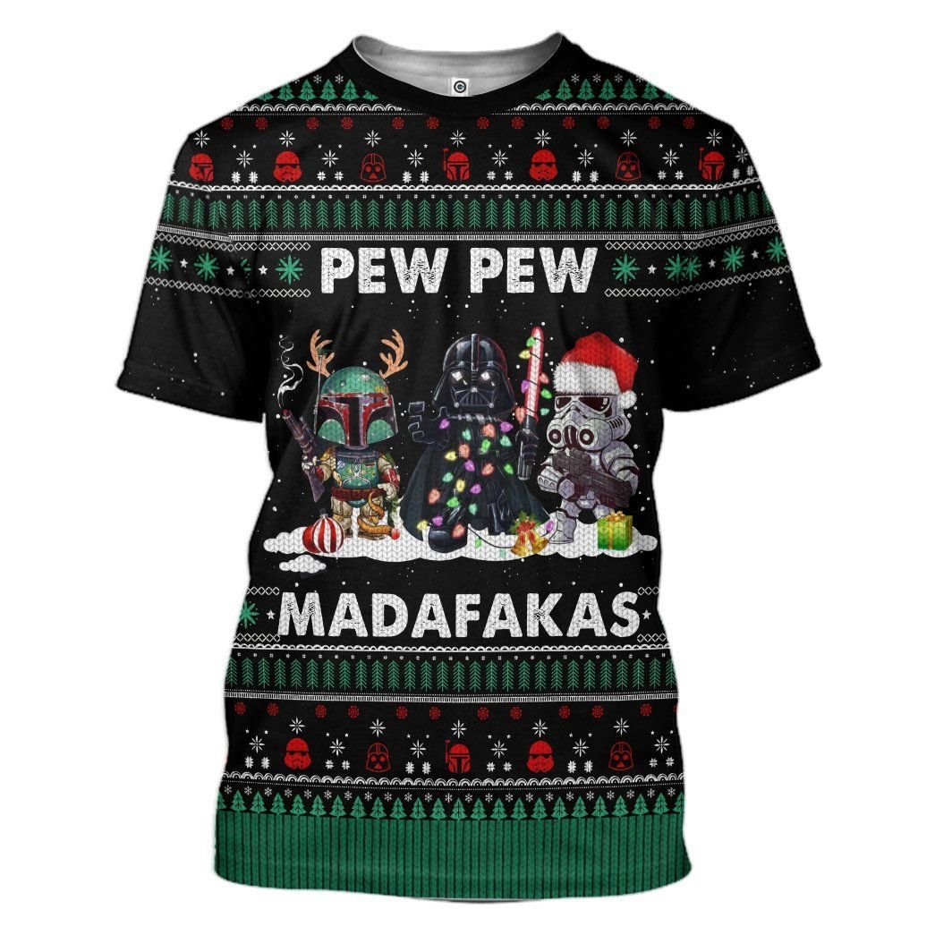 Alohazing 3D Star Wars Pew Pew Madafakas Christmas Ugly Sweater Custom Tshirt Hoodie Apparel