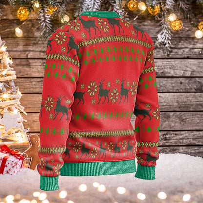 Reindeer Sweater Oh Deer Christmas Is Here Red Ugly Sweater