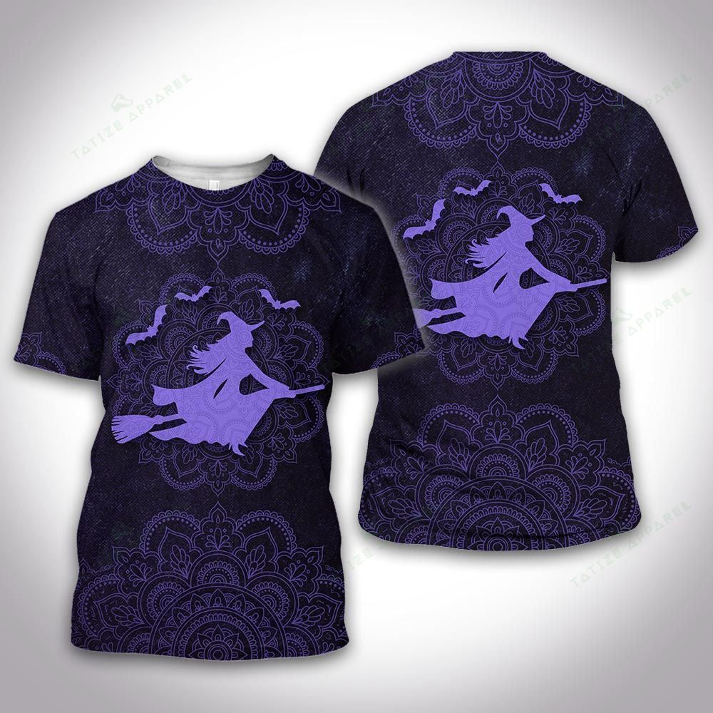 Halloween T-shirt Halloween Witch Mandala Style Pattern Blue Hoodie Halloween Hoodie