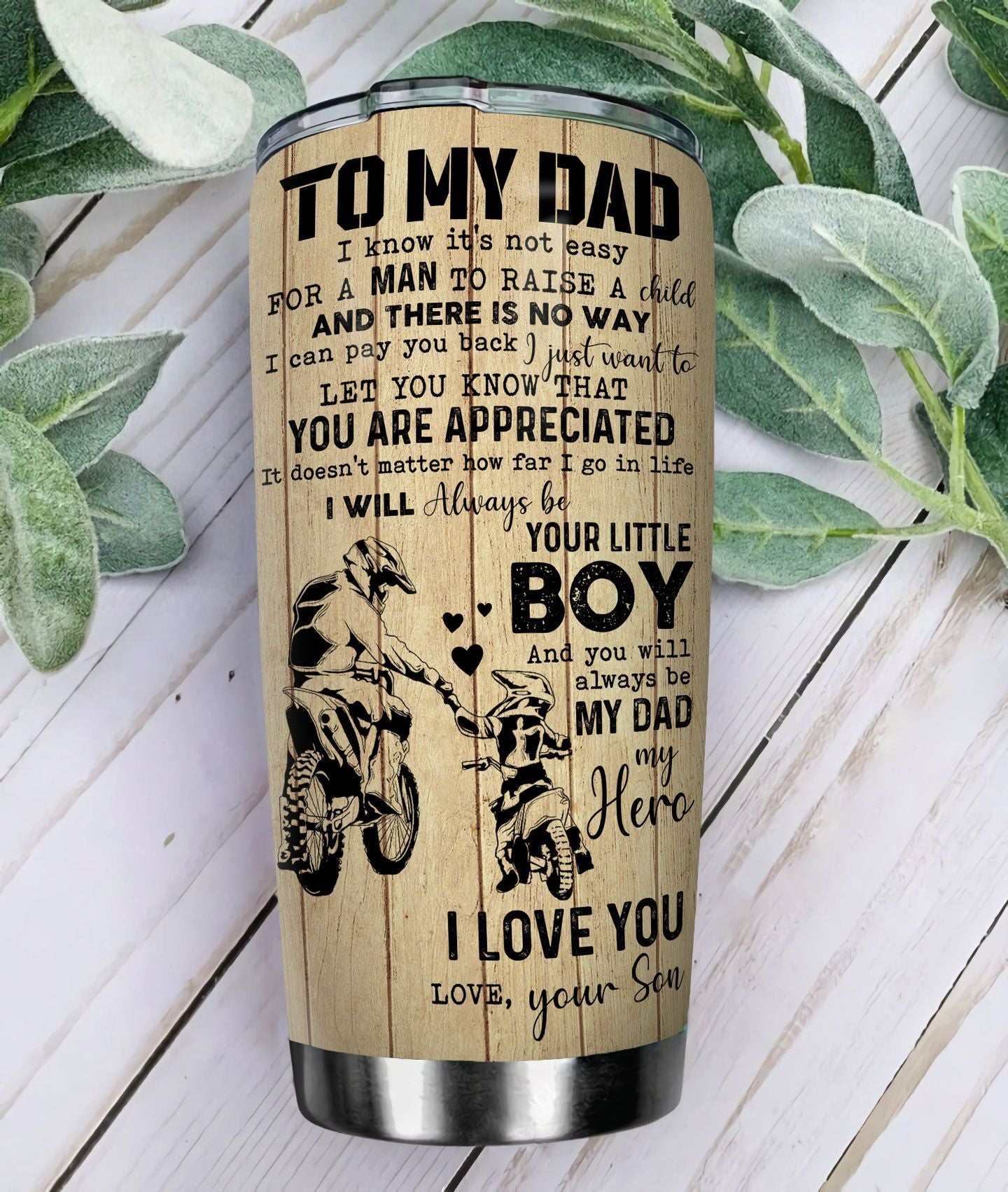Unifinz Father And Son Biker Tumbler Cup 20 oz I Will Always Your Little Boy Tumbler 20 oz Father Bicycle Travel Mug 2023