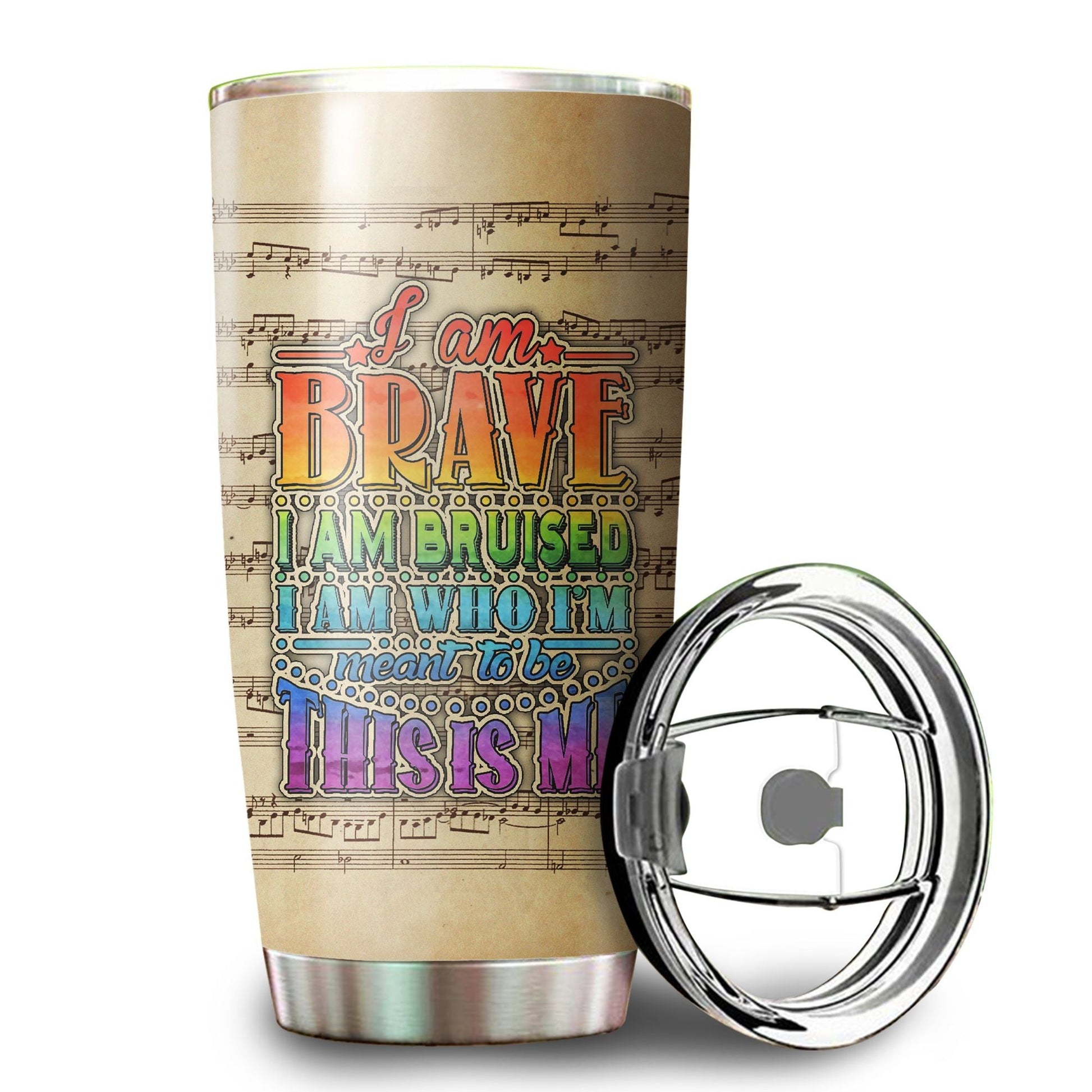 Unifinz LGBT Tumbler Cup 20 oz Bird I Am Brave I Am Bruised This Is Me Tumbler LGBT Travel Cup 2022