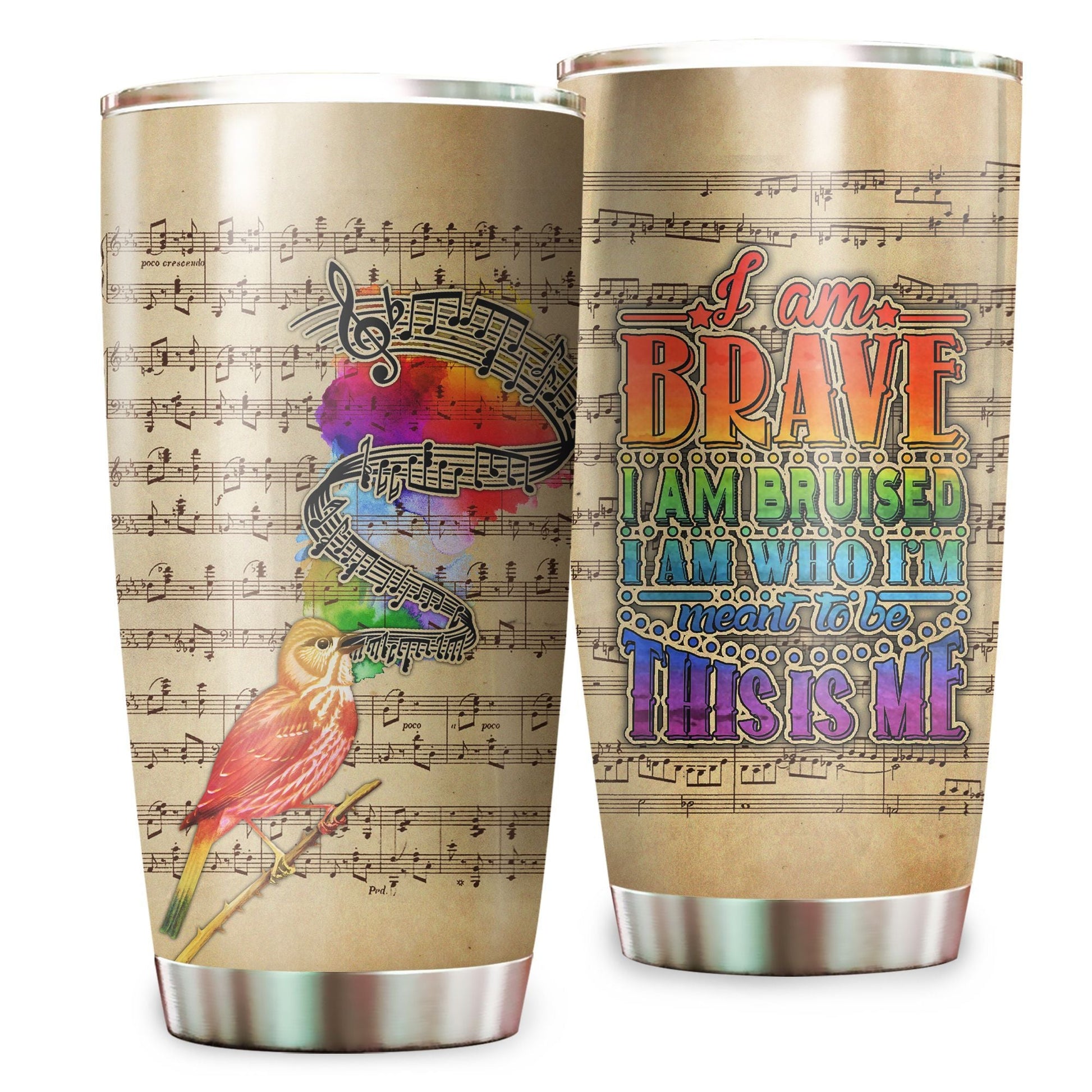 Unifinz LGBT Tumbler Cup 20 oz Bird I Am Brave I Am Bruised This Is Me Tumbler LGBT Travel Cup 2022