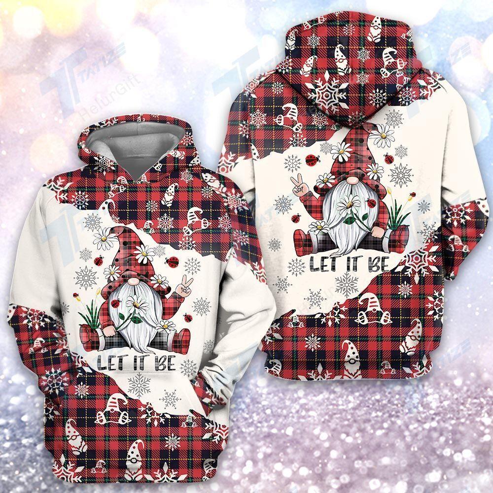 Gnome Christmas Hoodie Gnome Let It Be Christmas Red White Hoodie