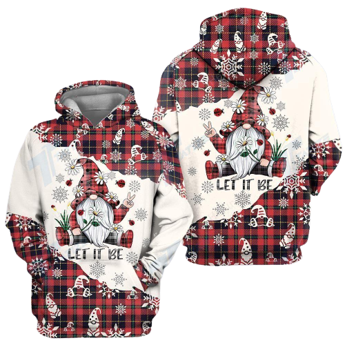 Gnome Christmas Hoodie Gnome Let It Be Christmas Red White Hoodie