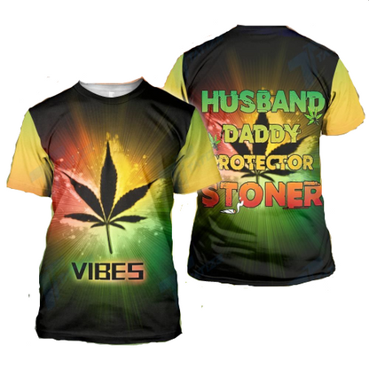 Unifinz Father Day Shirt Vibes Husband Daddy Protector Smoker Green Yellow T-shirt Father Day Hoodie 2022