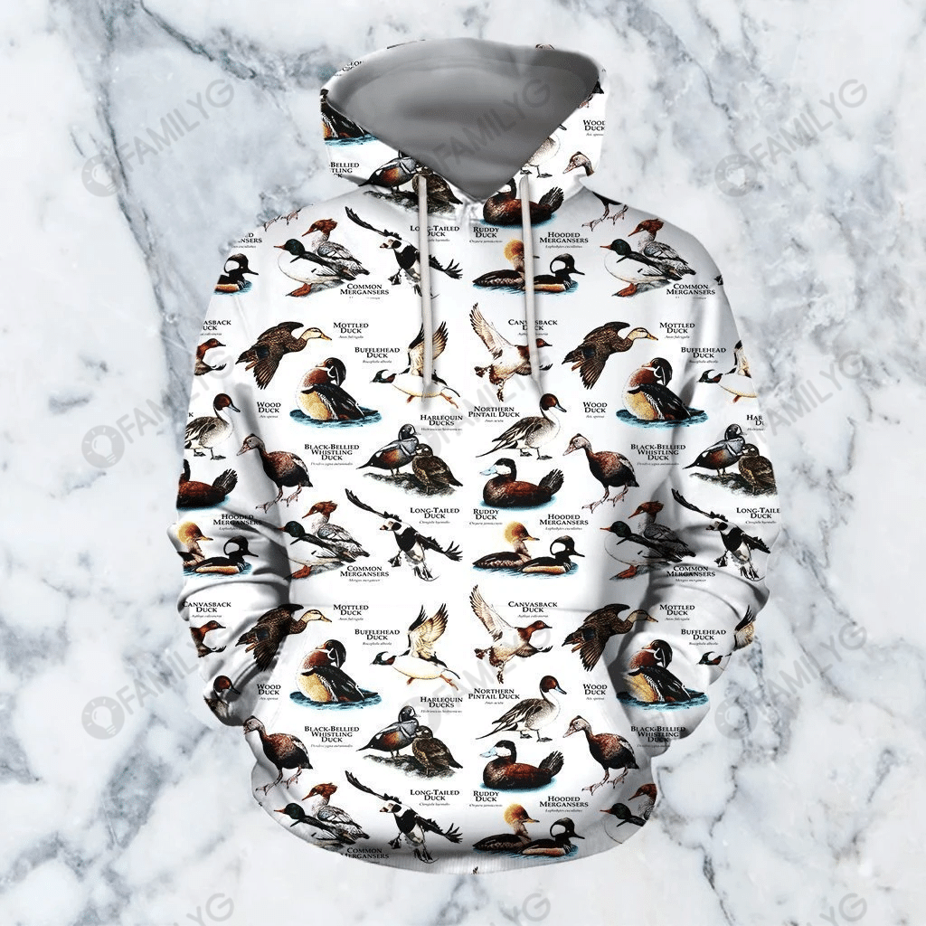  Hunting Hoodie Duck Hunting Types Of Duck Pattern White 3d Hoodie Gift For Hunter Adult Full Print