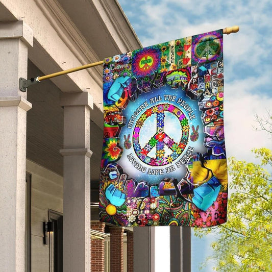  Hippie Garden Flag Imagine All The People Living Life In Peace House Flag Breaks The Wall House Flag