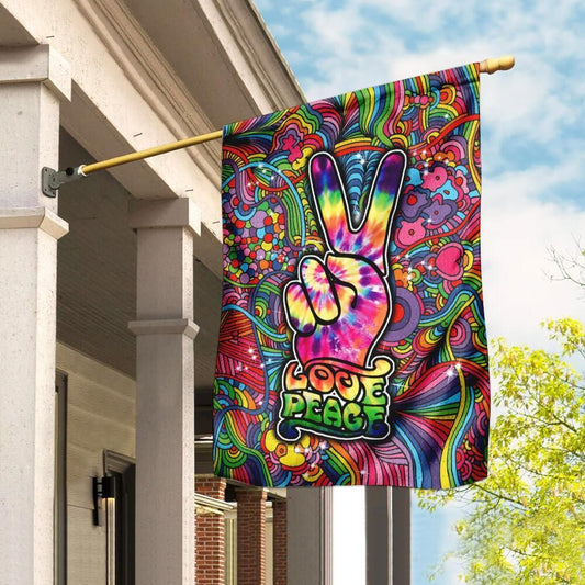  Hippie Garden Flag Peace Finger Hand Love Peace Flower Colorful House Flag