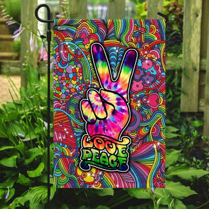  Hippie Garden Flag Peace Finger Hand Love Peace Flower Colorful House Flag