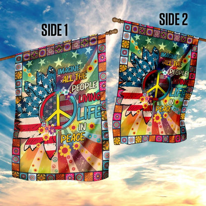  Hippie Flags Imagine All The People Living Life In Peace American Flag House Flag