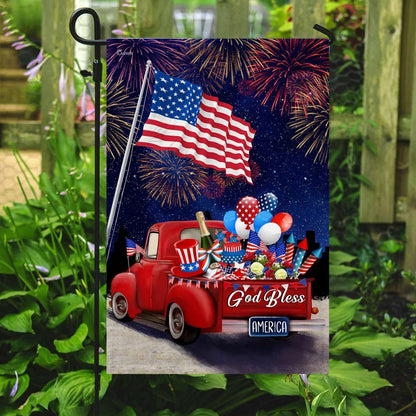 Unifinz Independence Day Flags American Flower Red Truck Fireworks Happy  4th Of July House Flags 4th Of July Garden Flag 2022