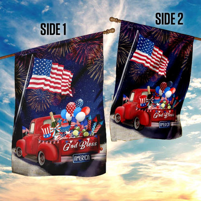 Unifinz Independence Day Flags American Flower Red Truck Fireworks Happy  4th Of July House Flags 4th Of July Garden Flag 2022