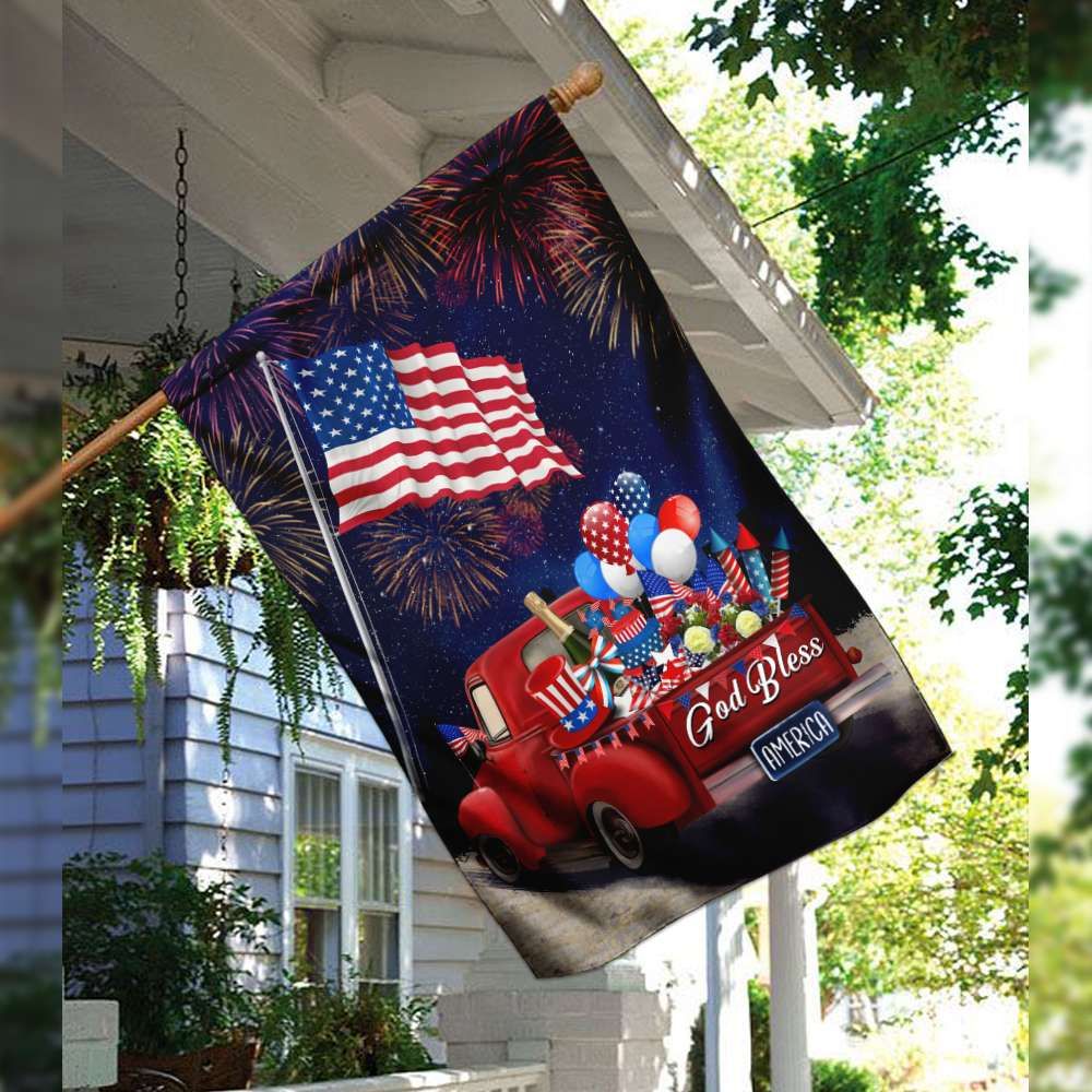 Unifinz Independence Day Flags American Flower Red Truck Fireworks Happy  4th Of July House Flags 4th Of July Garden Flag 2022