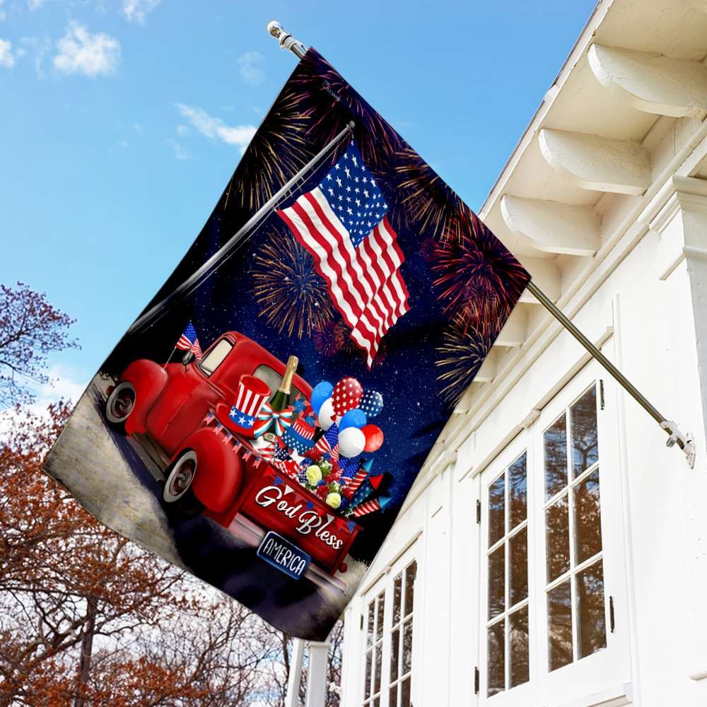 Unifinz Independence Day Flags American Flower Red Truck Fireworks Happy  4th Of July House Flags 4th Of July Garden Flag 2022