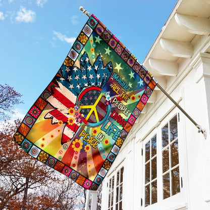  Hippie Flags Imagine All The People Living Life In Peace American Flag House Flag