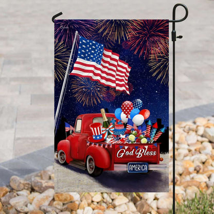 Unifinz Independence Day Flags American Flower Red Truck Fireworks Happy  4th Of July House Flags 4th Of July Garden Flag 2022