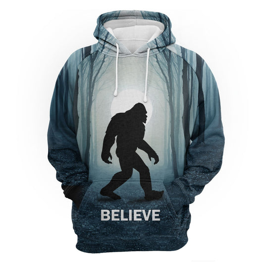 Unifinz Bigfoot Hoodie Believe In Bigfoot Is Real Forest Black Grey Hoodie Apparel Adult Unisex Full Print 2022