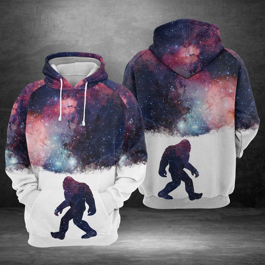 Unifinz Bigfoot Hoodie Bigfoot Pink Dark Purple Galaxy White Hoodie Apparel Adult Unisex Full Print 2022