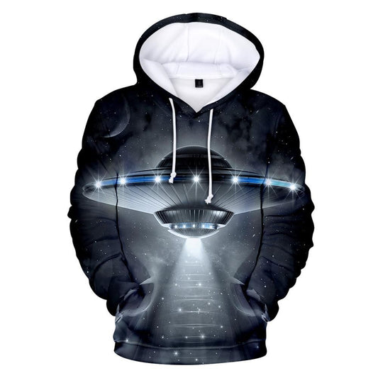 Unifinz UFO Hoodie UFO Graphic 3D Black Hoodie Apparel Men Women Adult Full Print 2022